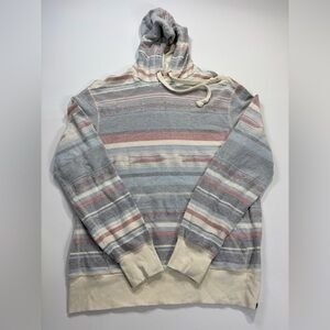 Faherty Striped Crewneck Hoodie - Light Blue, Cream & Red